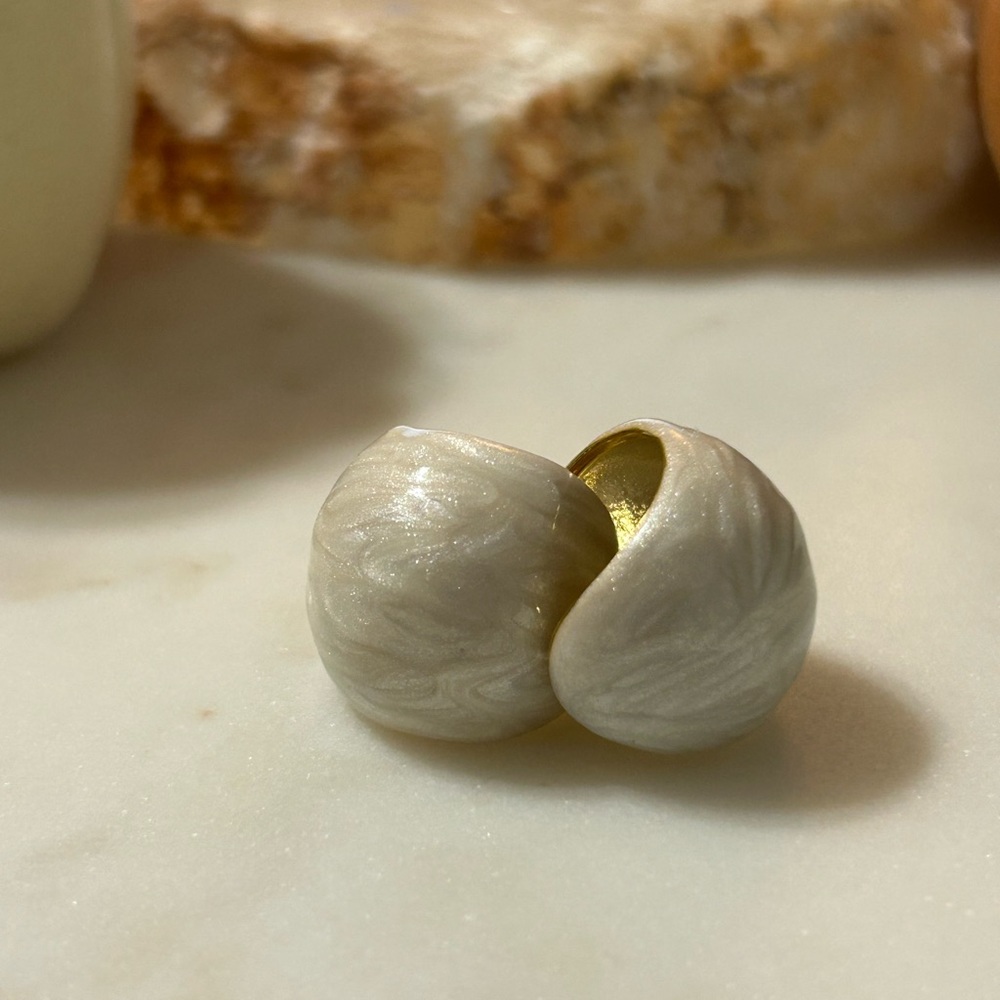 Cream hoop earrings